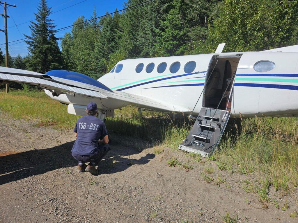 A Beech King Air 200 airplane, registration C-GEDV, seen on Foothills Boulevard in Prince George, BC. on Thursday August 20, 2026.