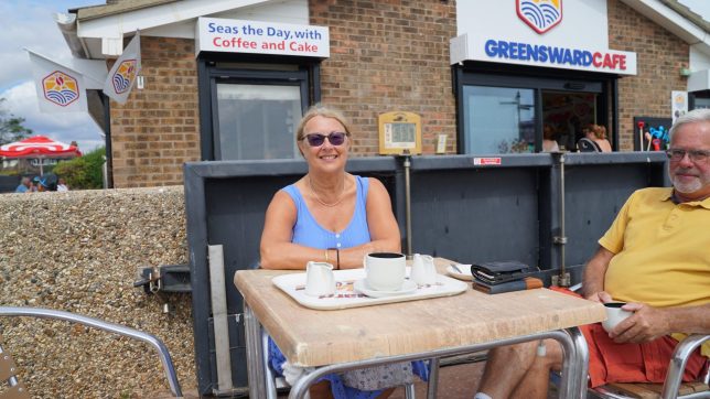 Clacton dispatch Lesley Hart, 70 Kitty Donaldson in Clacton - with Count Binface Image: Alex Lancaster-Lennox/The i Paper