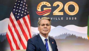 Treasury Secretary Scott Bessent speaks during an interview with The Associated Press in Asheville, N.C., on Aug. 30, 2026.