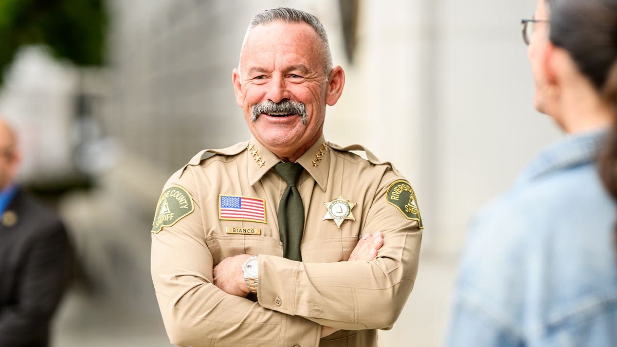 Riverside County Sheriff Chad Bianco arrives at the Supreme Court of California for a hearing about his seizure and recount of more than half a million 2025 election ballots on Monday, Aug. 24, 2026, in San Francisco.