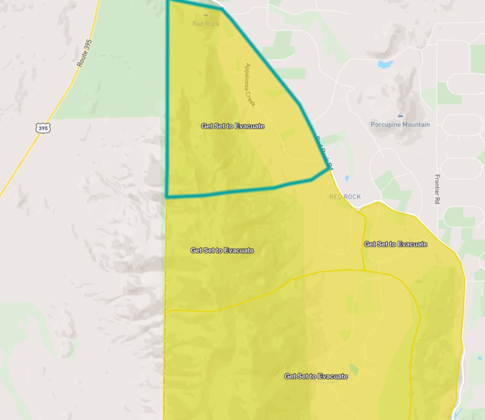 A map of the new evac warning area
