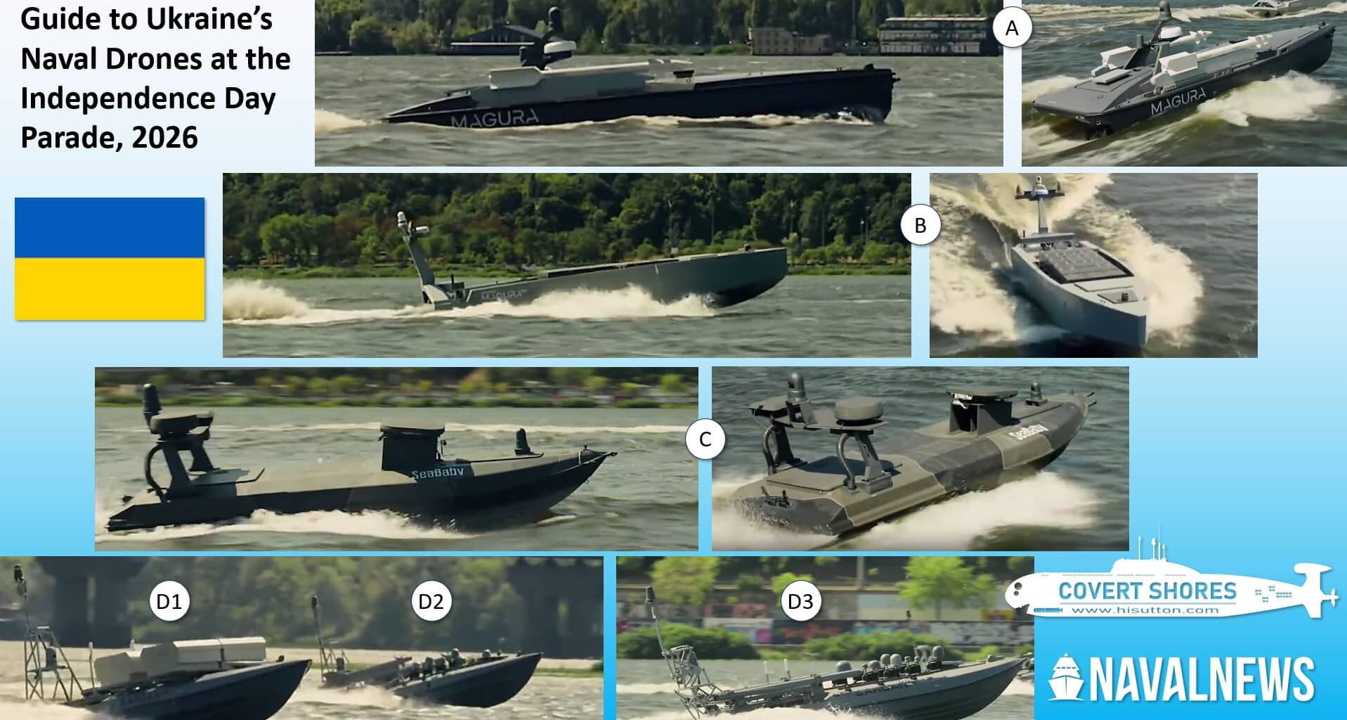 Ukrainian naval drones on parade in Kyiv