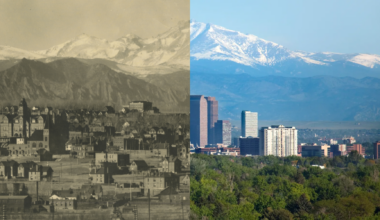 A side by side of Denver, then and now.