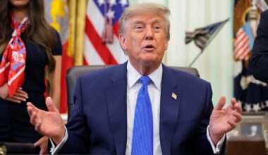 President Trump speaks to reporters during an event in the Oval Office.
