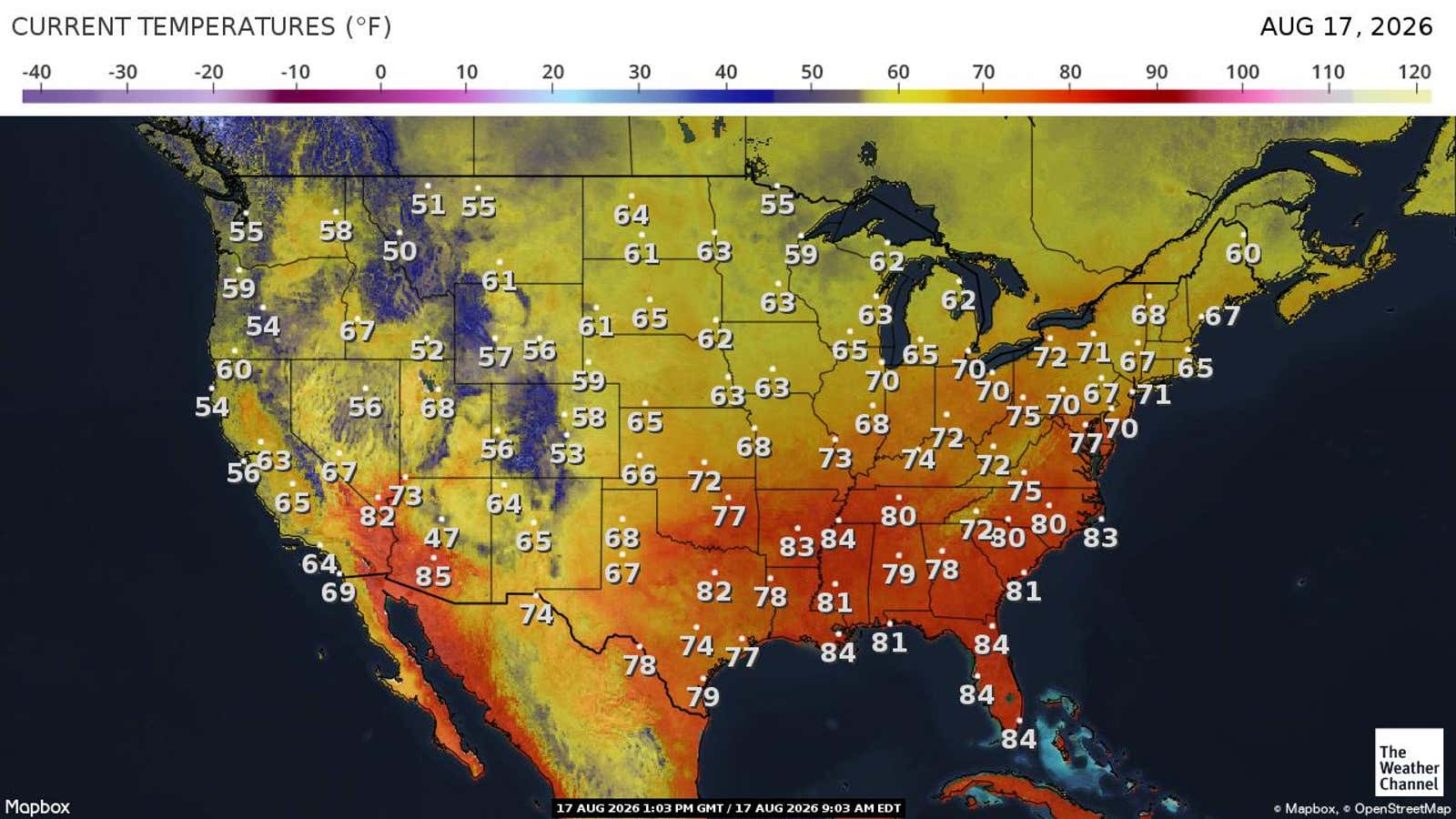 US: Current Temperatures