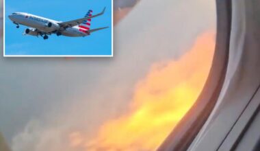 American Airlines plane's emergency landing after flames seen shooting from engine
