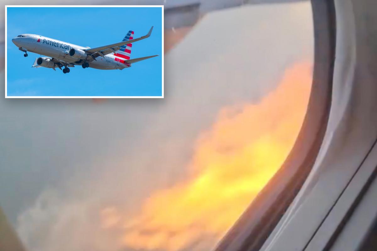 American Airlines plane's emergency landing after flames seen shooting from engine