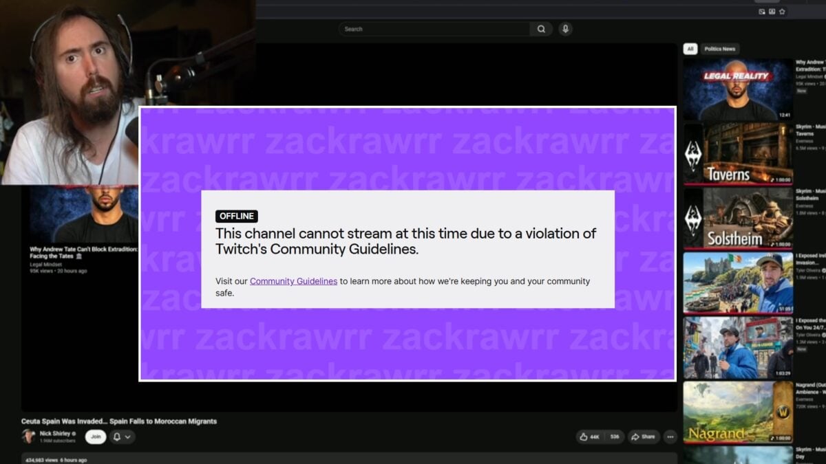 Asmongold Suspended From Twitch Again After Vile Comments