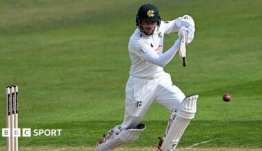Joe Clarke plays a shot on the off side for Nottinghamshire