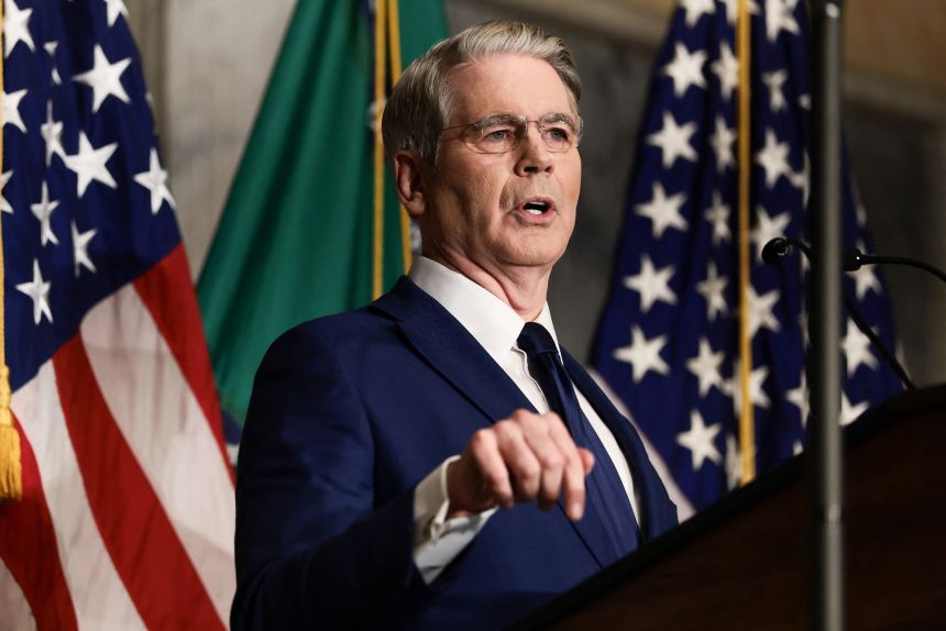 US Treasury Secretary Scott Bessent speaks during a press conference on August 24 to outline further sanctions against Iran.