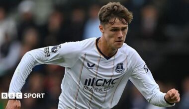 Harrison Armstrong playing for Everton at Bournemouth