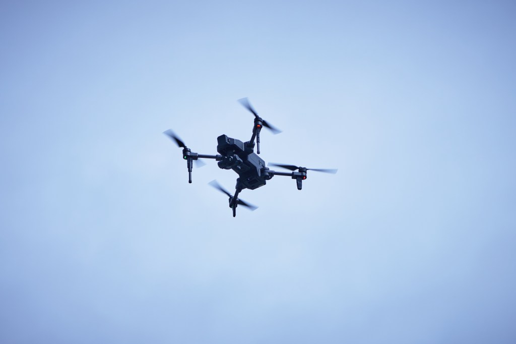 A drone flying during a combat operation simulation in Yilan, Taiwan.