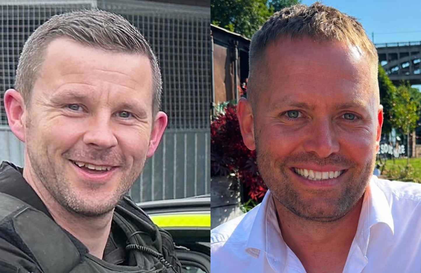 PC Tom Clough, left, and PC Matthew Blades were killed in the A66 crash last weekend (Cleveland Police/PA)