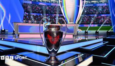 A view of UEFA Champions League trophy ahead of UEFA Champions League phase draw