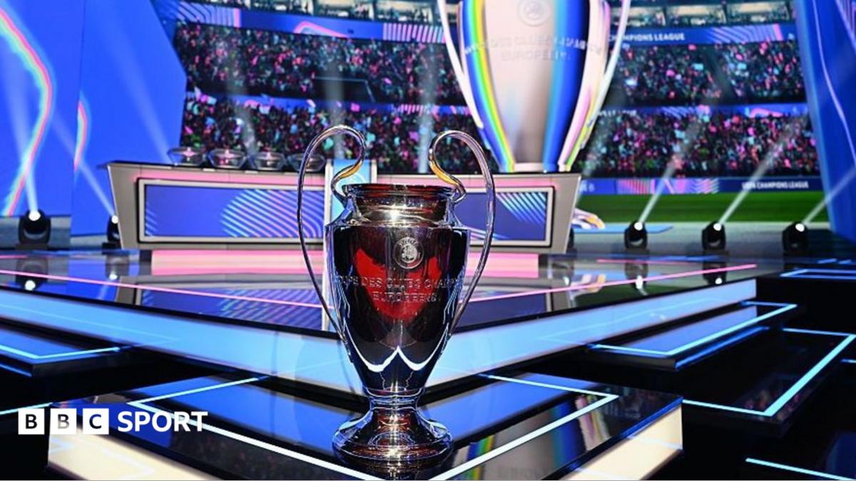 A view of UEFA Champions League trophy ahead of UEFA Champions League phase draw