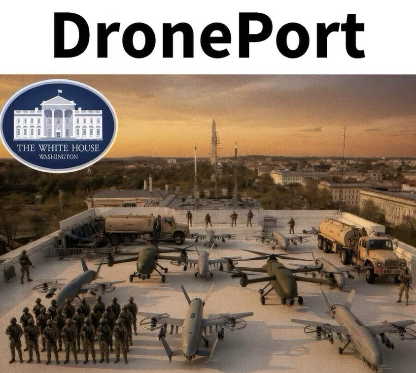 One of three AI-generated images depicting the planned White House 