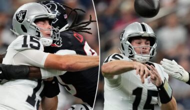Fernando Mendoza's welcome-to-the-NFL moment happens instantly in first Raiders start