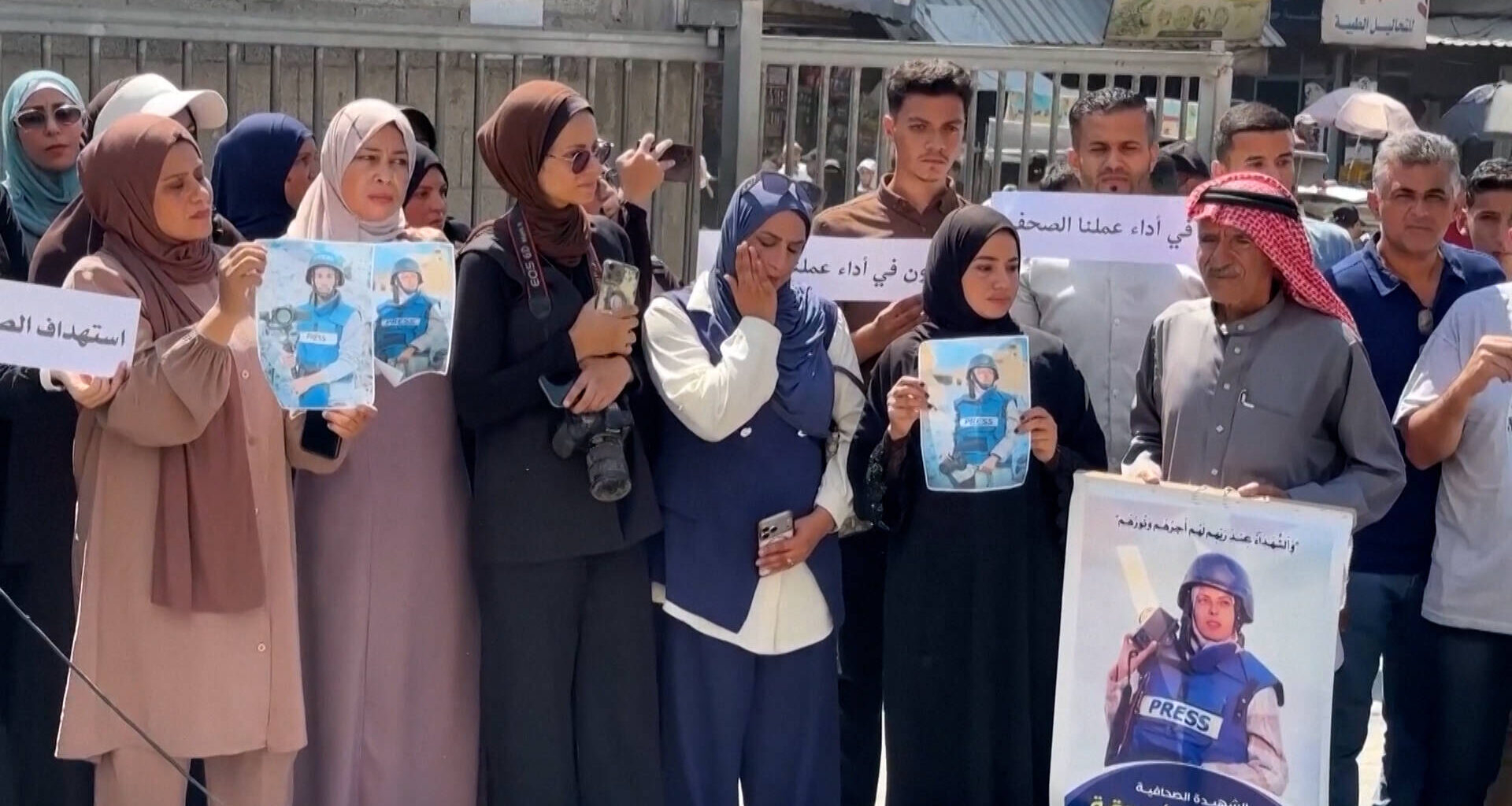 Palestinians Hold Vigil for Journalists Killed in Israeli Strike a Year Ago