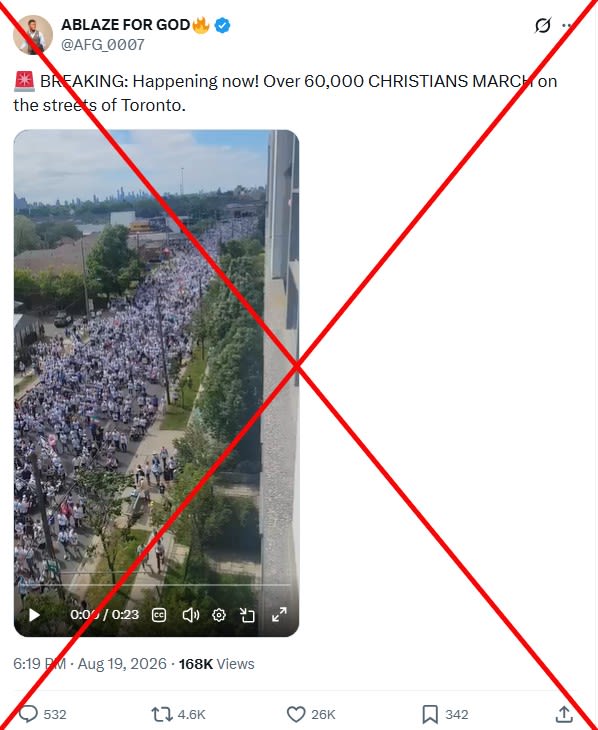 Footage of Toronto pro-Israel event misrepresented as recent Christian march