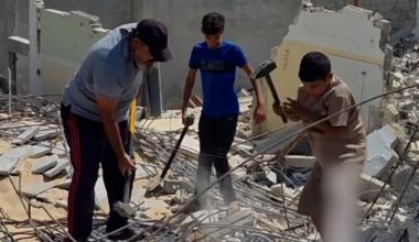Father and sons forced to manually clear rubble in Gaza | Israel-Palestine conflict News