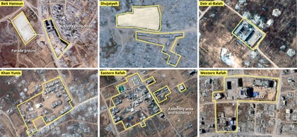 Satellite images of militia compounds in Gaza.