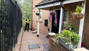 A police officer at the scene in Sheffield. Pic: YappApp