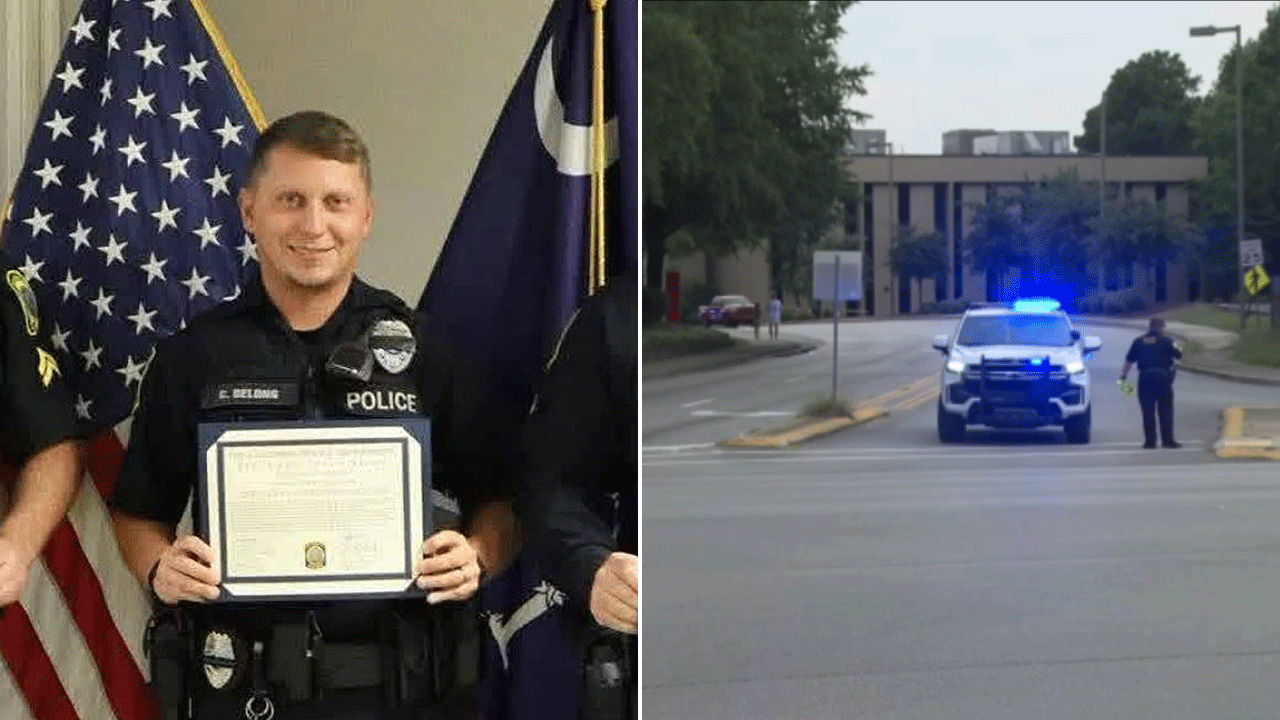 Split of Officer DeLong and the shooting scene