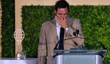 Roger Federer brought to tears during his induction into International Tennis Hall of Fame