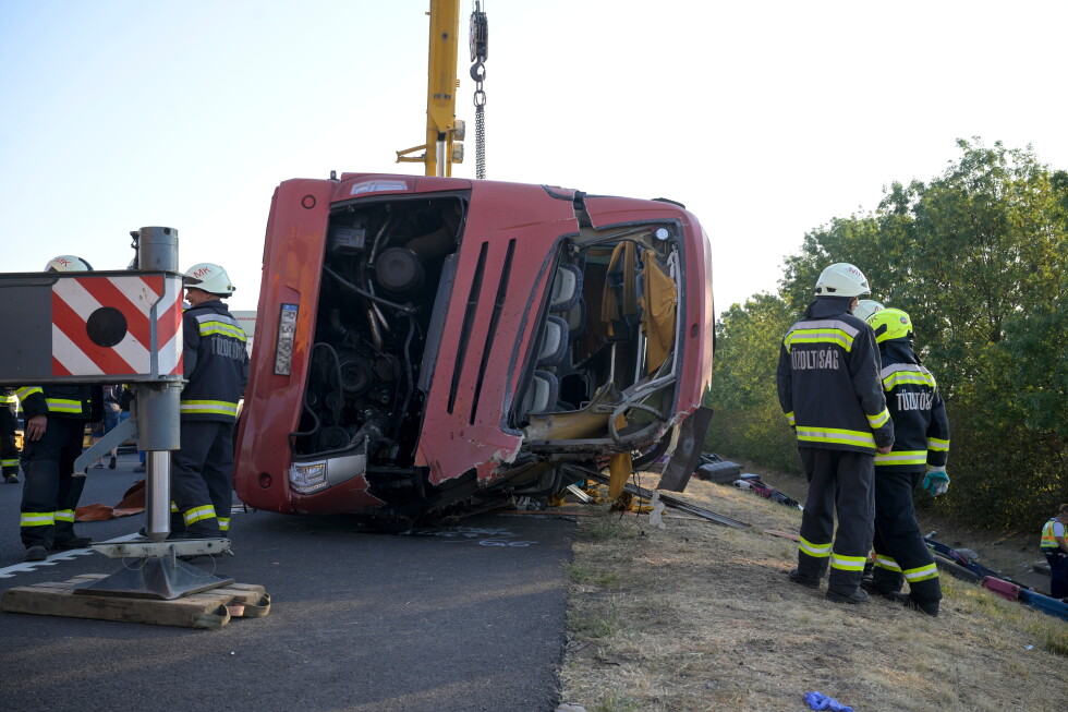 A bus crash in Hungary kills 12 people, injures others