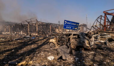 Russian attack hits a warehouse near Kyiv, causing homes to burn and killing at least 37