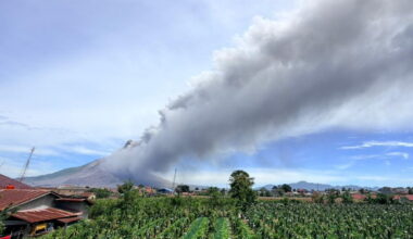 Indonesia’s Sinabung volcano on Sumatra island erupts