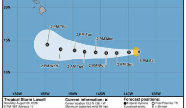 Tropical Storm Lowell could become hurricane by Monday