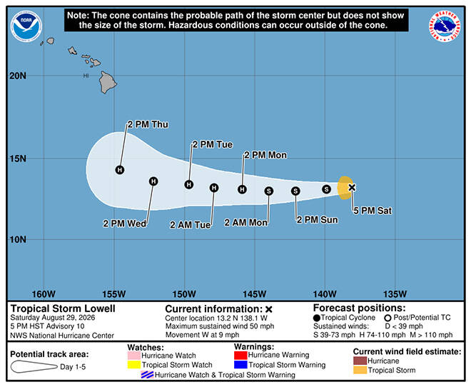 Tropical Storm Lowell could become hurricane by Monday