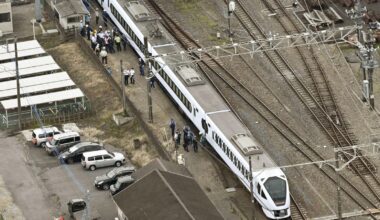 Express train hits and kills 4 workers at a railway station in Japan