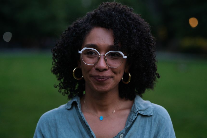 Darializa Avila Chevalier stands for a portrait at Marcus Garvey Park in the Harlem neighborhood of New York on August 12.