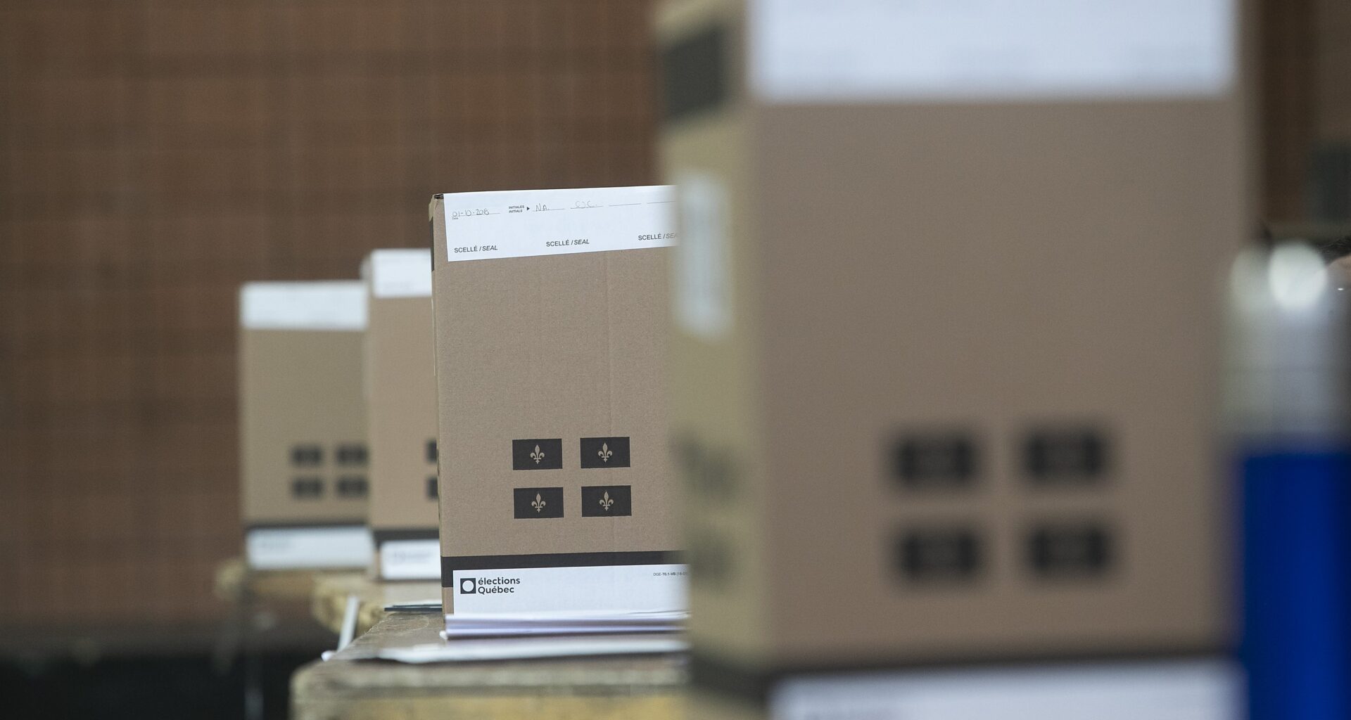 Ballot boxes for Quebec provincial election.