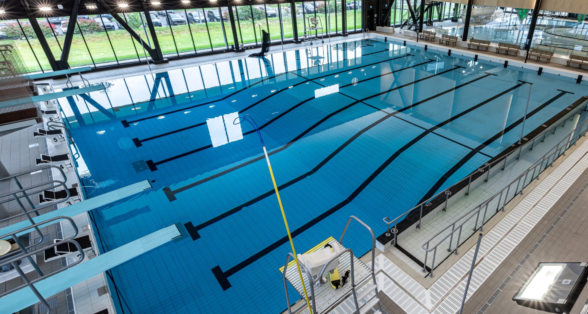 Interior of swimming pool complex.