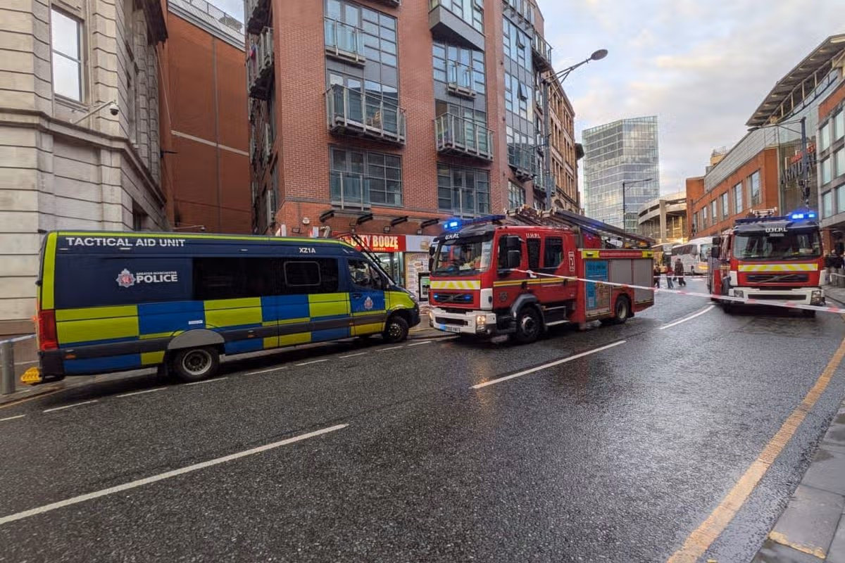 Police and fire crews at the scene outside Printworks