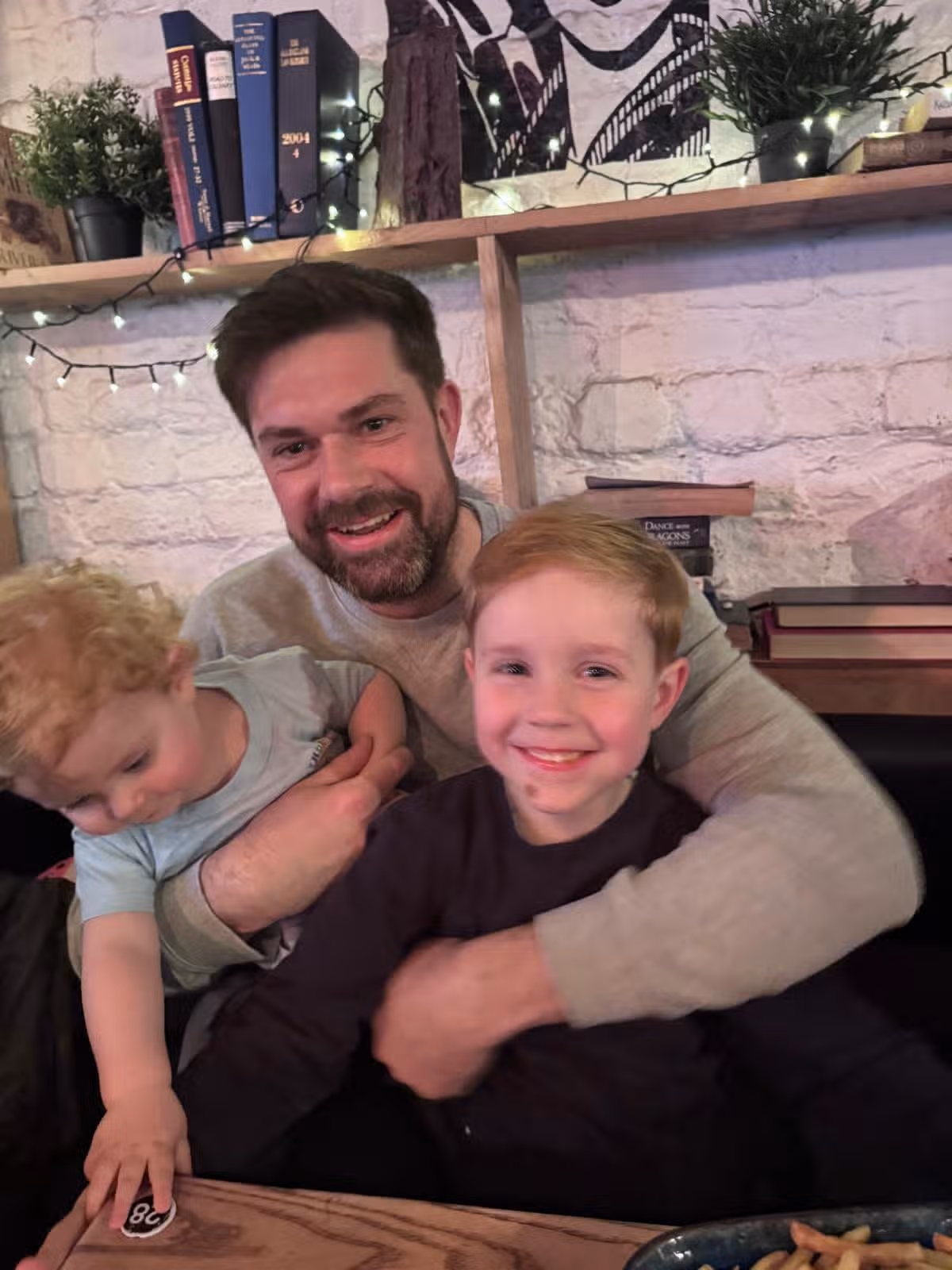 Dave Armstrong with his sons Freddy and Leo