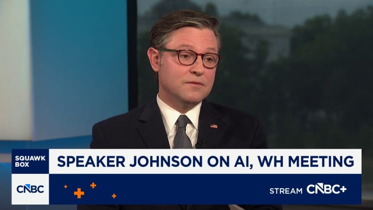 House Speaker Johnson says he hopes AI guardrails are 'voluntary' amid Congress inaction