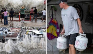 California homeowners evacuate as monster waves batter Long Beach homes