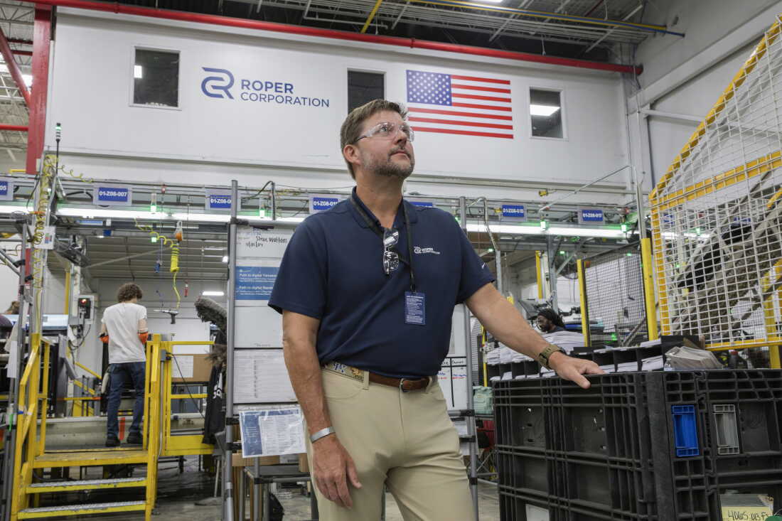 Tony Gabbert is the plant's director of manufacturing operations. He notes that if there's a mistake on in assembly, the AI-powered cameras and sensors will shutdown that part of the line and play loud music.