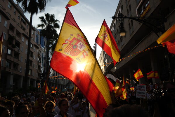 Protesters march in support of Ceuta to mark the city's anniversary in the Spanish exclave of Ceuta, Wednesday, Sept. 2, 2026. (AP Photo/Francis González)