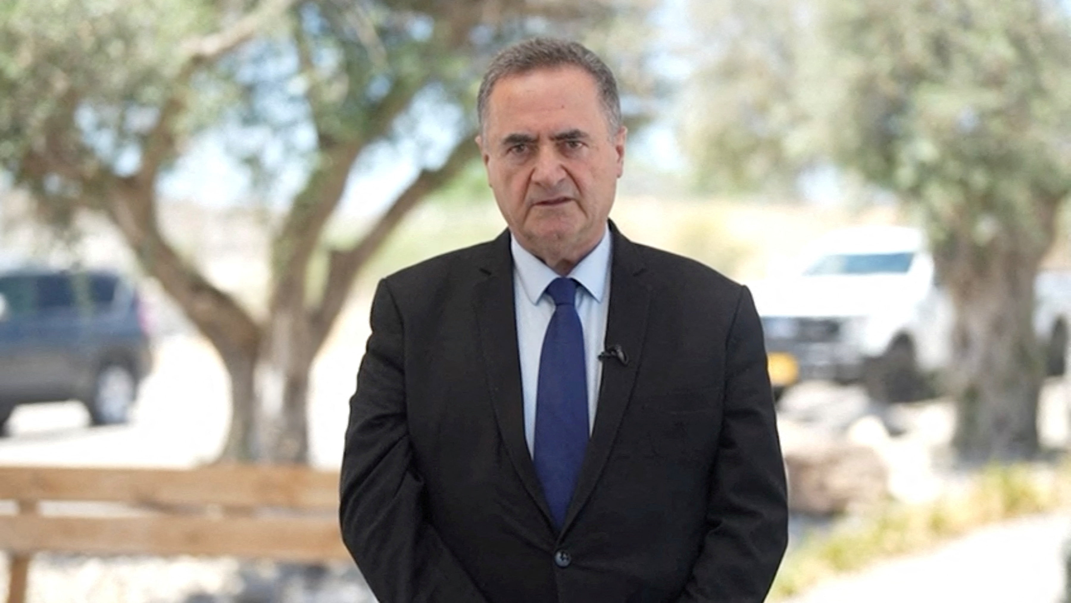 Israeli Defense Minister Israel Katz announces the detention of a senior Hamas militant in Gaza City, at a location referred to as Netiv HaAsara, Ashkelon, Israel, in this screen grab from a handout video released on September 1, 2026. (Israeli Defense Ministry/Handout via REUTERS)