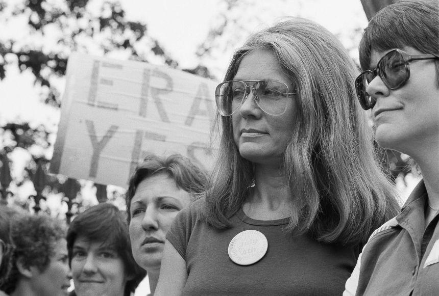 Gloria Steinem of the National Organization for Women attends an Equal Rights Amendment rally outside the White House on July 4, 1981. (AP Photo/Scott Applewhite)