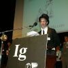 Master of Ceremonies Marc Abrahams addresses the audience during a pre-pandemic Ig Nobel Prize ceremony.