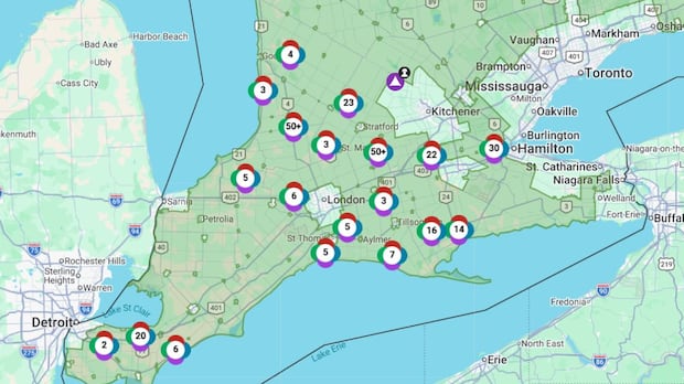 Thousands remain without power, roads closed across southwestern Ontario after severe storms hit region