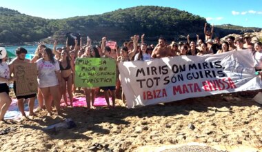 Some 100 Ibiza residents occupied their beach due to tourist overcrowding