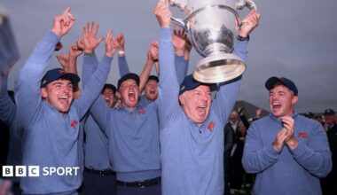 Dean Robertson lifts the Walker Cup