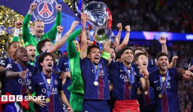 PSG lift 2025-26 Champions League trophy